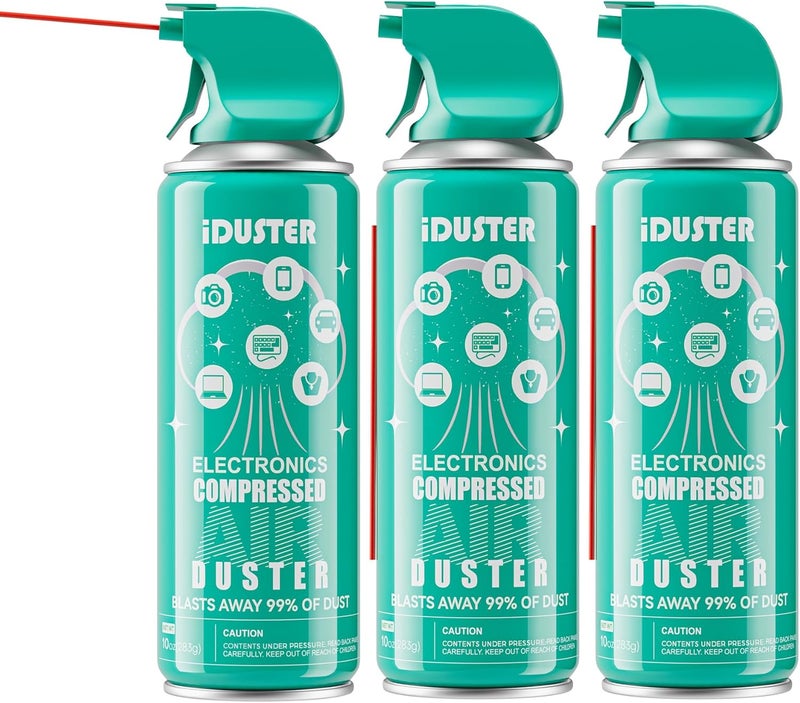 iDuster Keyboard Cleaner Air Spray - Canned Air for PS5, Computer, PC, Keyboard, Electronics, 3PCS(10oz) - Image 1